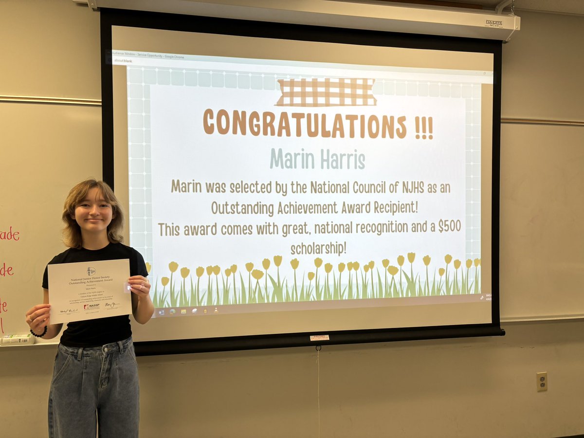 Big time Congratulations to Eagle NJHS member - Marin Harris - who was selected as an Outstanding Achievement Award recipient by the National Council of NJHS and earned a $500 scholarship 👏 #SoaringTogether💙🦅💛 @LeanderISD 🎉