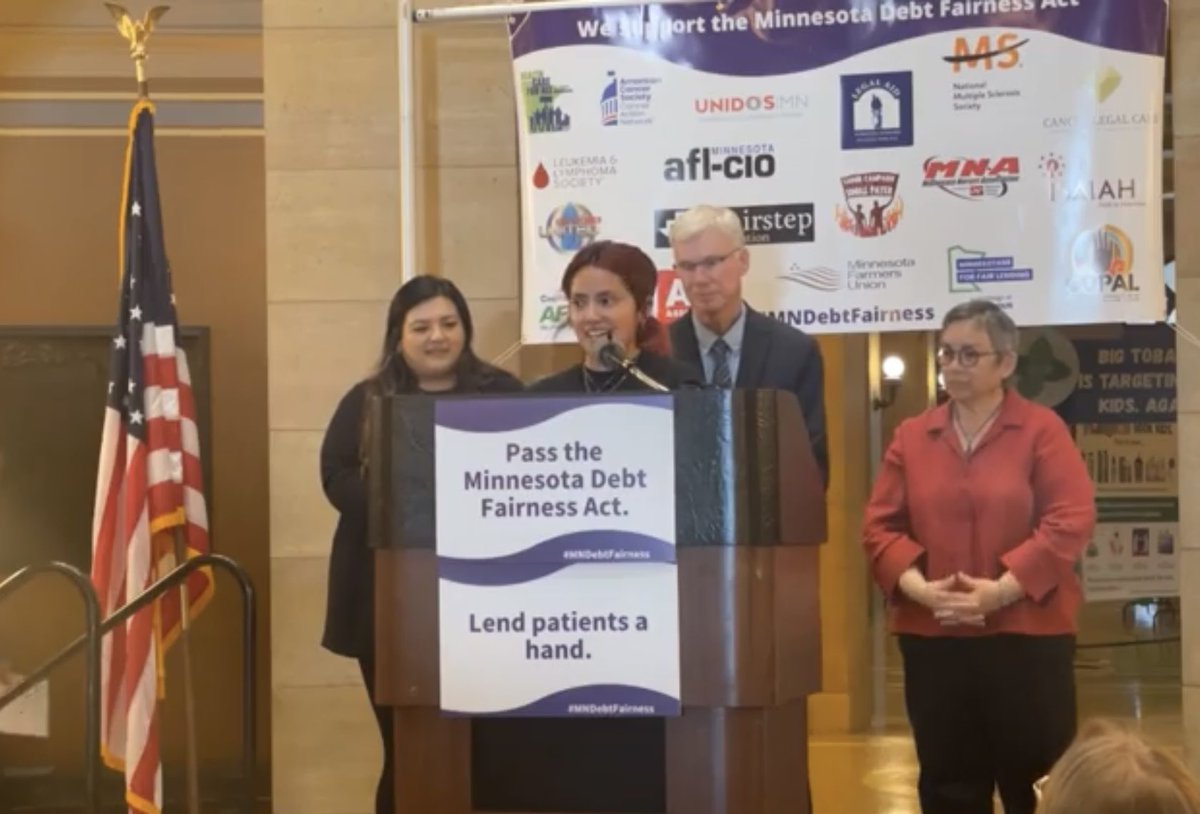 “Seeking medical attention should not be a luxury and Minnesotans, like my mom,  shouldn’t have to face financial ruin because of medical debt…And nobody should go broke because they feel sick” #MNDebtFairness