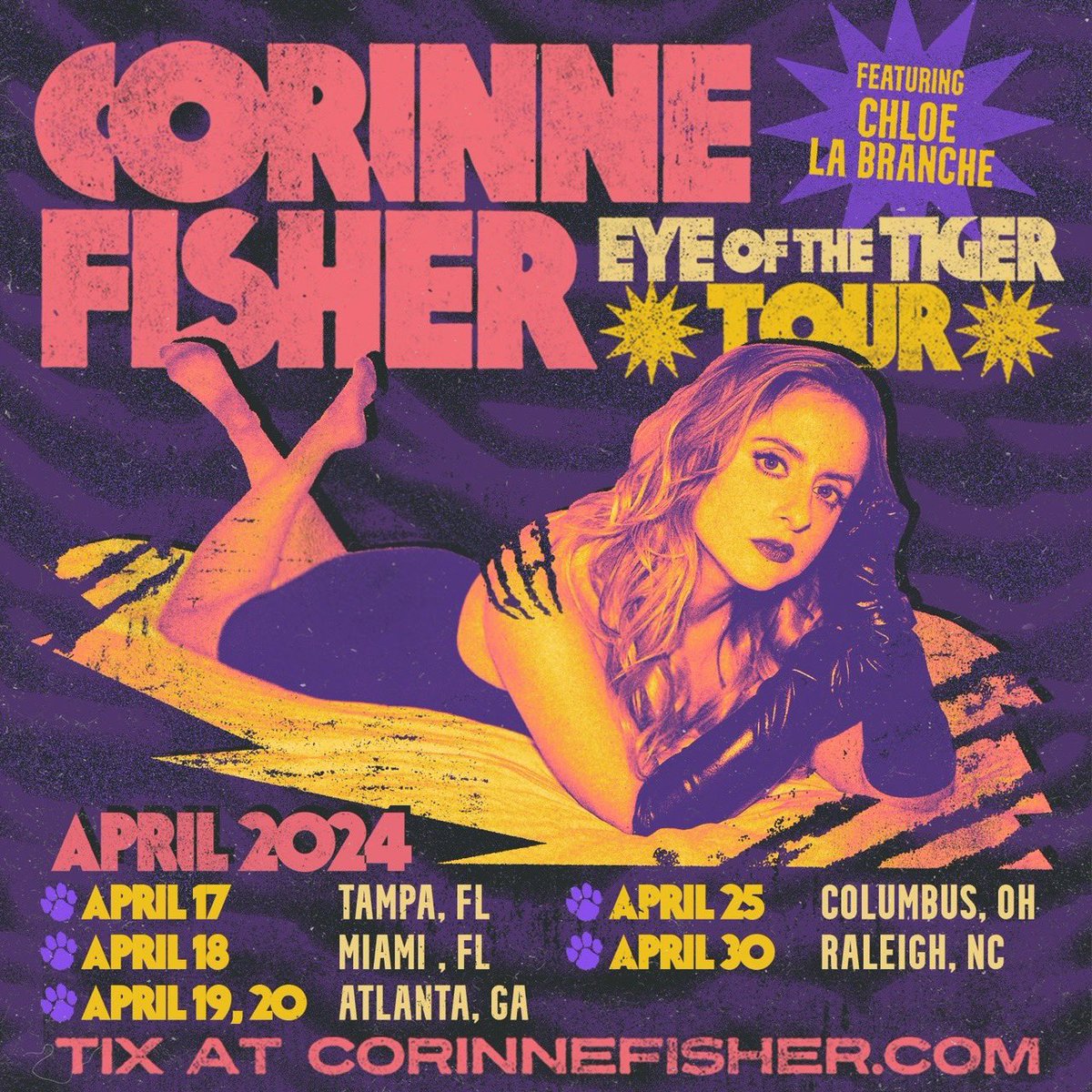 TOUR STARTS THIS WEEK🐯🐯🐯 Tampa, Miami, Atlanta, Columbus… tix: corinnefisher.com