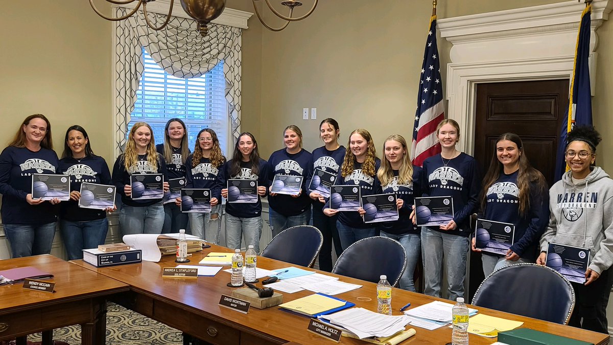 Amazing being honored by the City of Warren tonight at a city council meeting for winning the first ever state playoff game in Lady Dragons Basketball history! #family #LadyDragonPride #BlueCollarWork