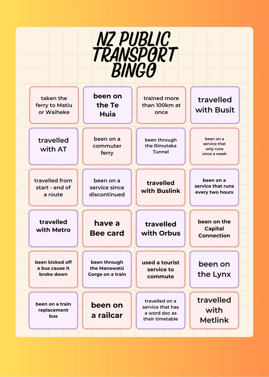 eph__em__era's tweet image. Presenting the NZ Public Transport Bingo!!!!