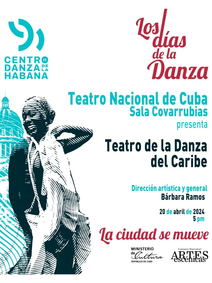 #LaCiudadSeMueve con #LosDiasDeLaDanza 👇
📣 Teatro de la Danza del Caribe
🗓 #20deAbril, a las ⏰ 5:00 p.m.
📍 #SalaCovarrubias, del #TeatroNacionaldeCuba

📷Entradas a la venta a partir del #martes 16 , en el horario de: 1 a 6 p.m en la taquilla de nuestra institución cultural.