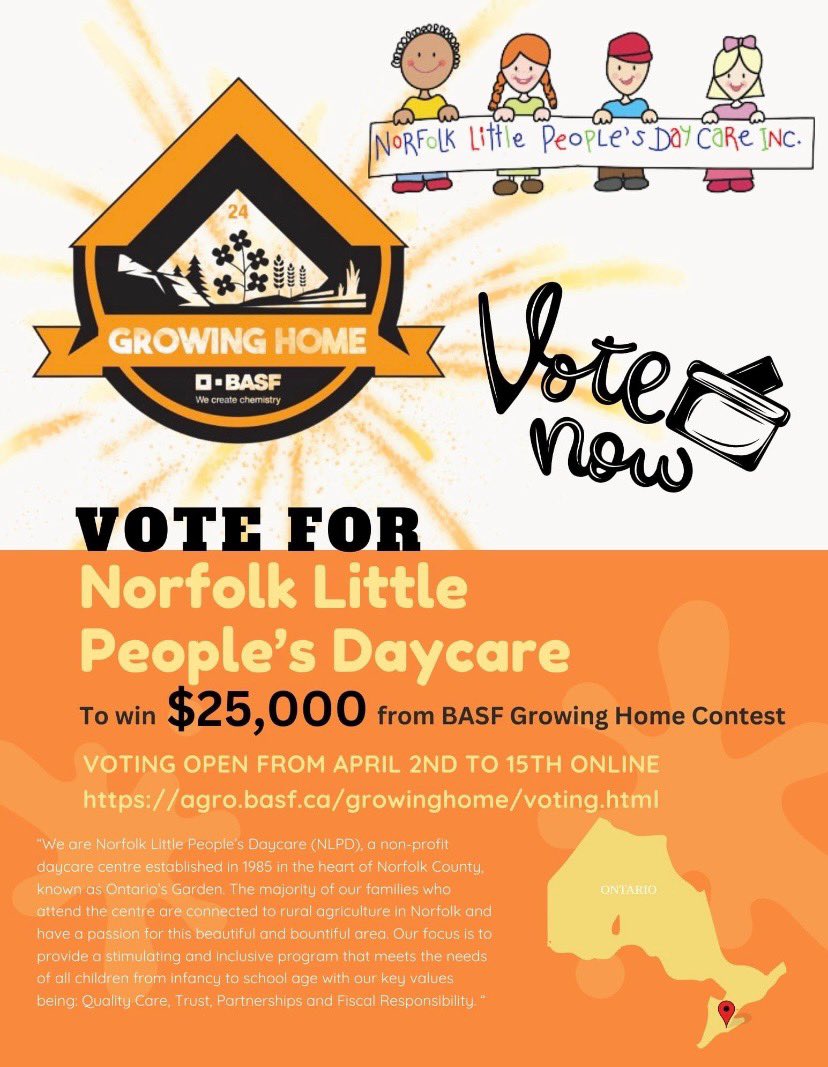 NLPD has been nominated and selected as one of the top 3 organizations in Ontario in the BASF Growing Home Contest to win $25 000! This contest offers rural farming communities a chance to highlight organizations! 

Here is the link to vote: 

agro.basf.ca/growinghome/vo…