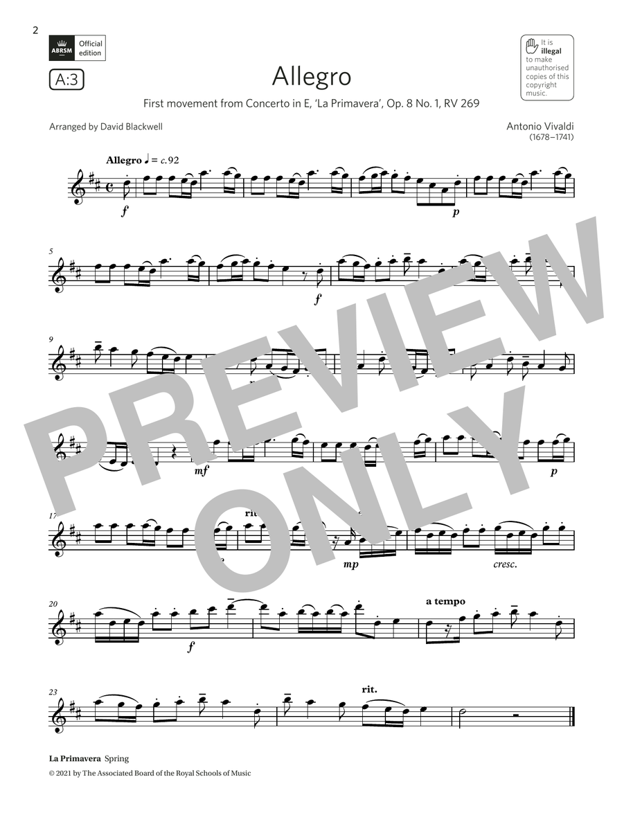 Antonio Vivaldi Allegro (from Concerto in E, Op.8 No.1) (Grade 3 A3 from the ABRSM Saxophone syllabus from 2022) Sheet Music Notes freshsheetmusic.com/antonio-vivald… #vivaldi #classicalmusic #music