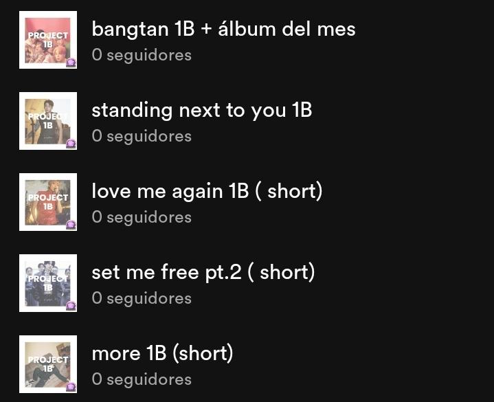 — Abro hilo de playlist cortas enfocadas en el 'PROYECTO 1B' individualmente y grupales ↓

#StreamForBTS #ARMYonSpotify