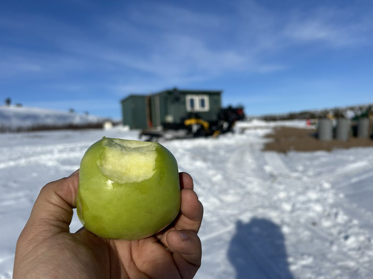 Haha eating apple 130 mile west of Arviat 😂