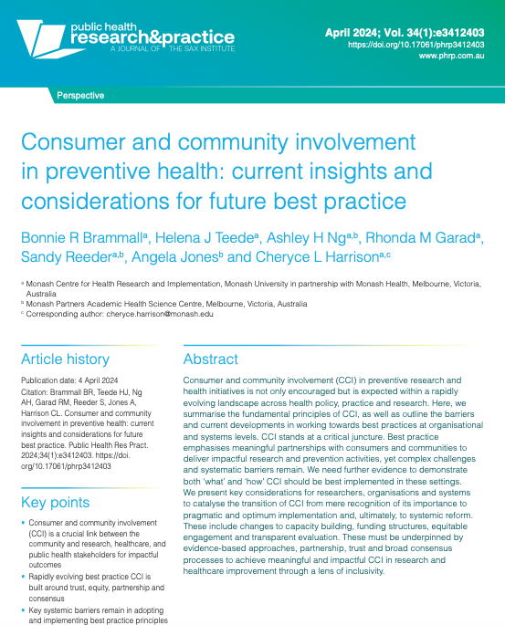 Consumer & community involvement in preventive research/health initiatives should be encouraged and expected. Key systemic barriers must be overcome inc: changes to capacity building, funding structures, equitable engagement + transparent evaluation ⬇️ loom.ly/ODhmOk0