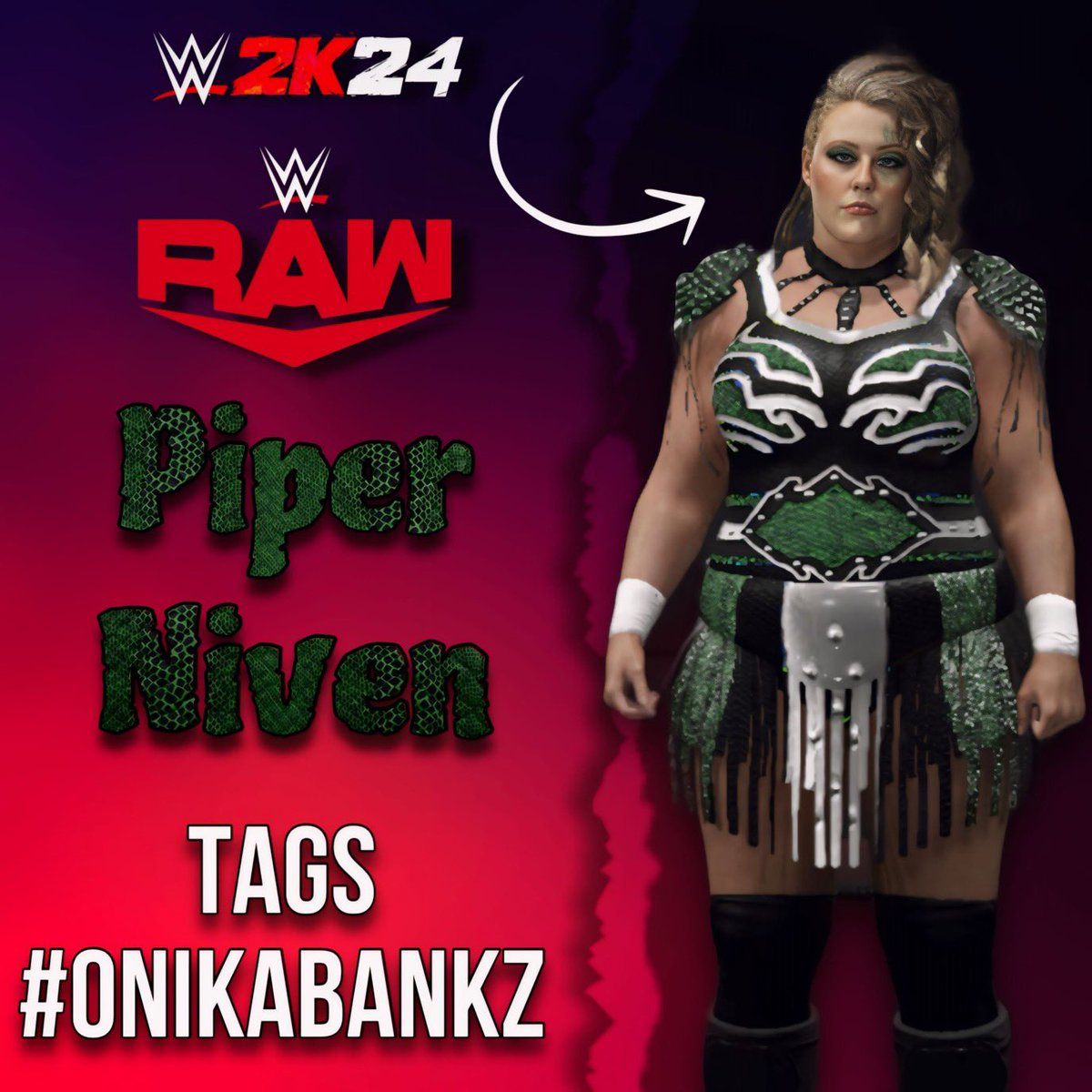 onikabankz's tweet photo. @PiperNivenWWE Raw Gear is now available for download on WWE2K24 CC! βοΈ π π€
Tags - #onikabankz
#nxt #nxtuk #wwe #wwegames #wwe2k #wwe2k24 #piperniven #pipernivenwwe #doudrop #impactwrestling #aew #aewdynamite https://t.co/71hm0byMVb
