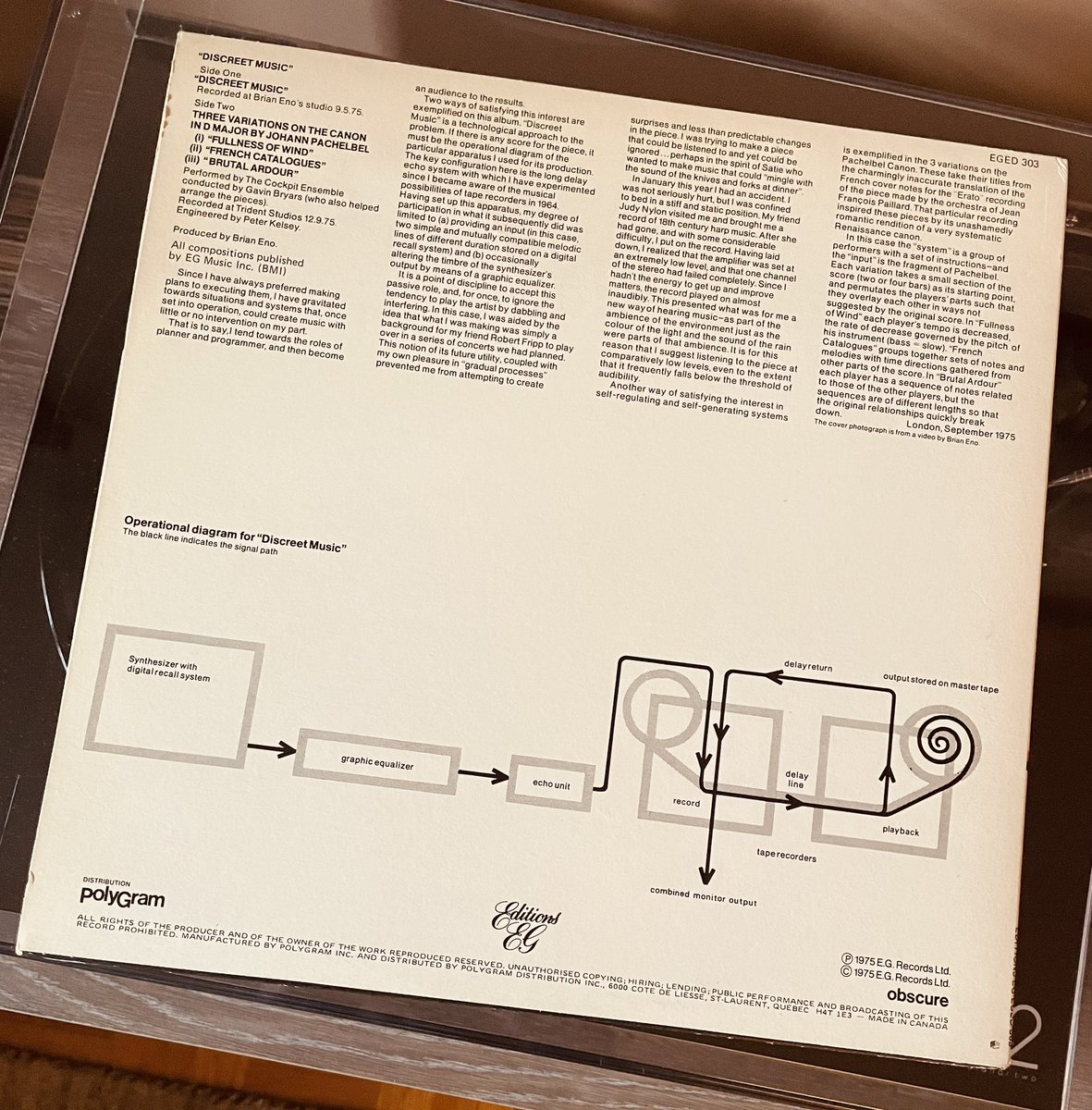 écoute Discreet Music de Brian Eno (1975). 
🎶🎹🎼
#BrianEno #Ambient #DiscreetMusic