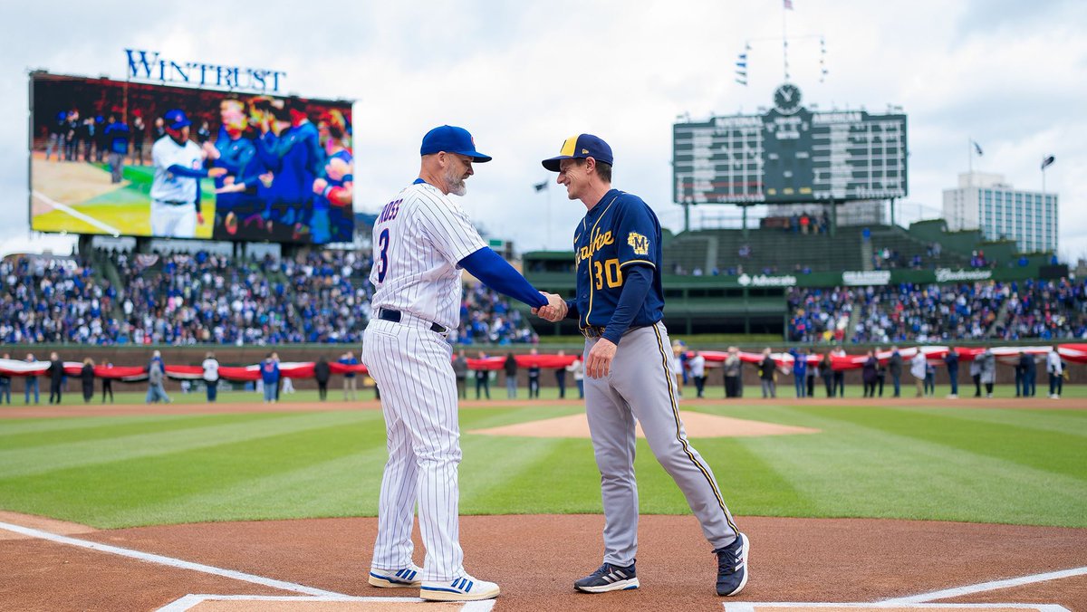 ebsoftball's tweet photo. Proud of Craig Counsell for carrying on the Cubs tradition of not playing the new guys and sticking with the players who got them there. #Loyalty #NotDumb #OrBald https://t.co/jzCP30E3GH