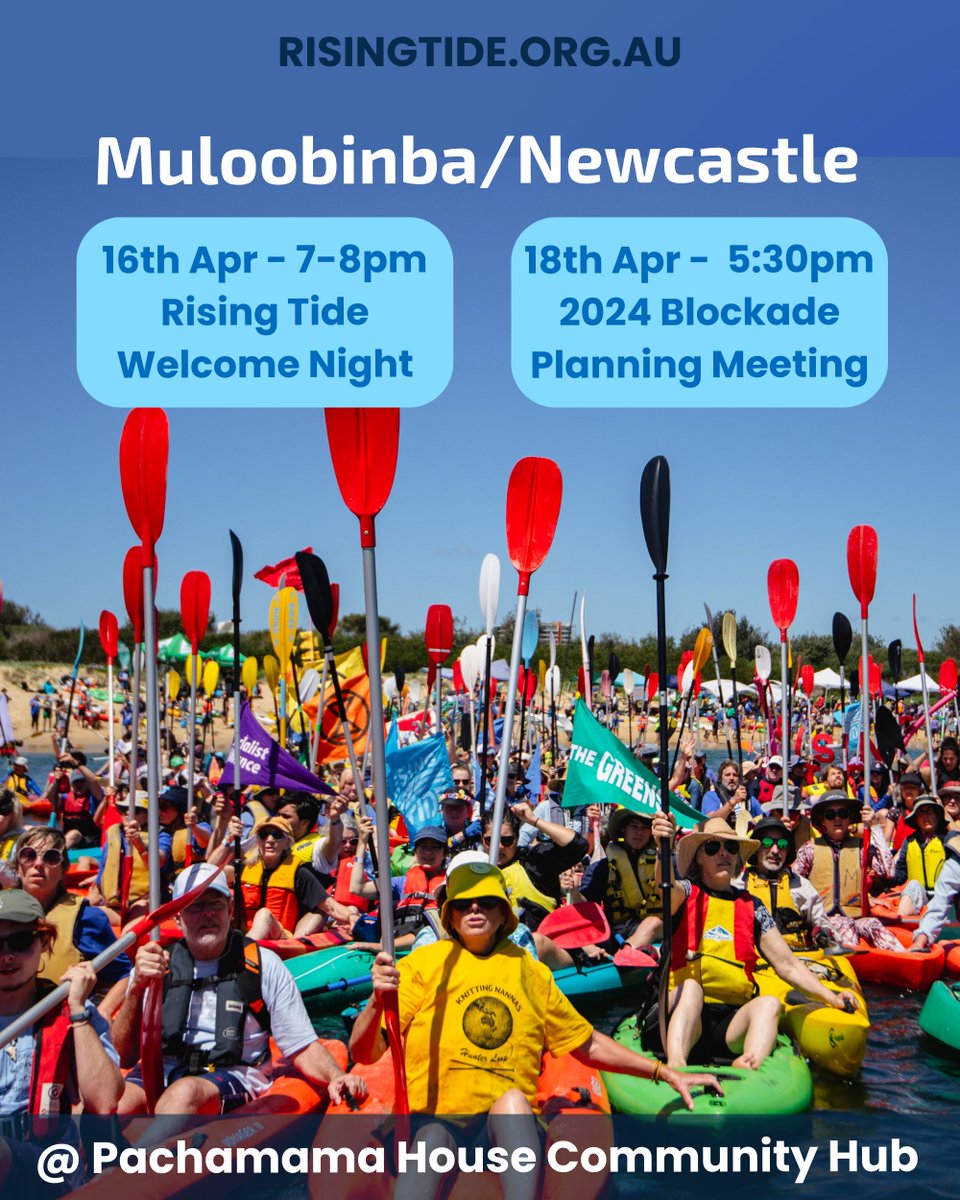 *TONIGHT* Rising Tide Welcome Night facebook.com/events/8129037… Thursday 18th - Join the first community organising meeting of the People's Blockade 2024! 5:30pm for dinner (free or donation). Meet from 6pm-8pm. facebook.com/events/7948194…