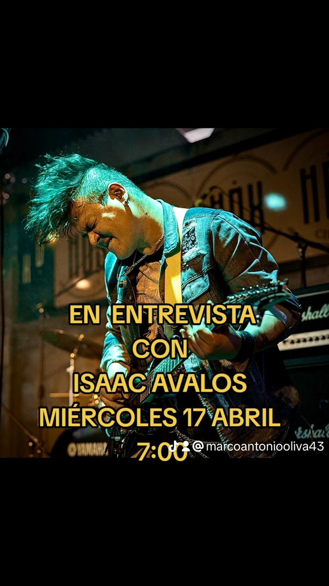 ACOMPAÑANOS EN ENTREVISTA A ISAAC AVALOS ESTE MIÉRCOLES 17 ABRIL A LS 7:00 EN SPACE @1saacGuitar