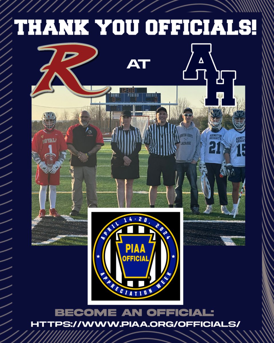 Thank you to  Ree Ree DeLuca and Lance Anderson for officiating our Boys Lacrosse game vs. Holy Redeemer tonight🥍 @PIAASports needs your support! Please consider joining the team: piaa.org/officials/
#ThankYouOfficials #benchbadbehavior
#GoComets☄