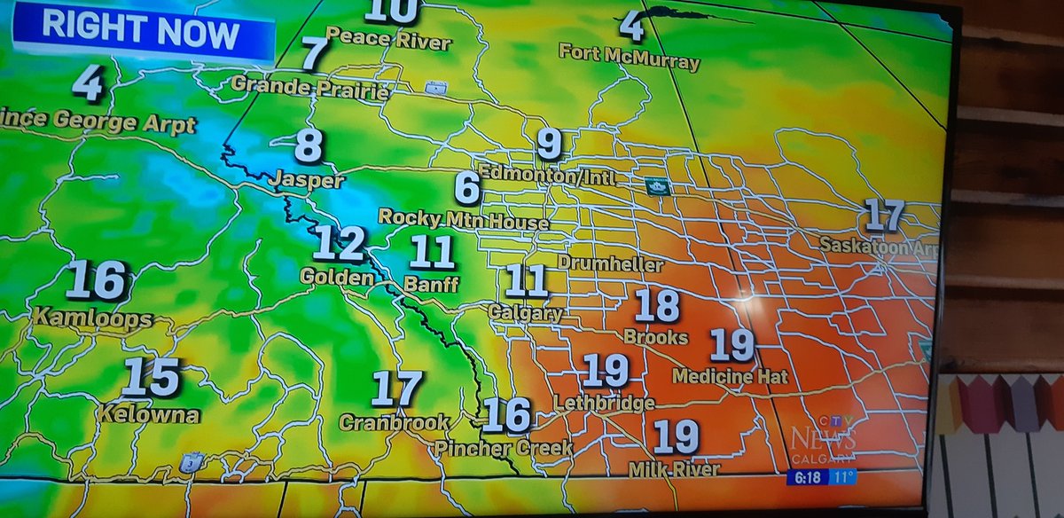 It must be spring. CTV has switched the weather map to indicate red fiery hell at 19 degrees!!! The earth is boiling!!!