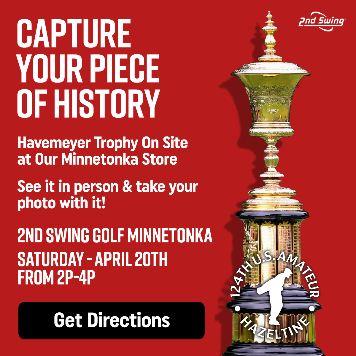 The @USGA U.S. Amateur is coming to @Hazeltine this summer, and look what's coming to our 2nd Swing Minnetonka store this Saturday? ⛳🏆 See who will take home the Havemeyer Trophy this August. Tickets available here: bit.ly/4a94VGN #2ndswinggolf #USAmateur #golf #usga