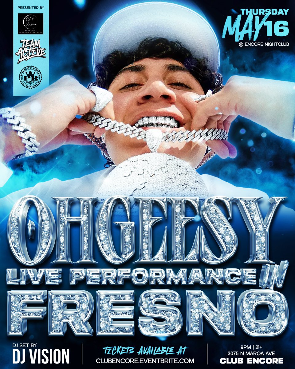 activearnoldd's tweet image. JUST ANNOUNCED
@OHGEESY LIVE IN FRESNO
Thursday May 16 • 21+ 🔗clubencore.eventbrite.com