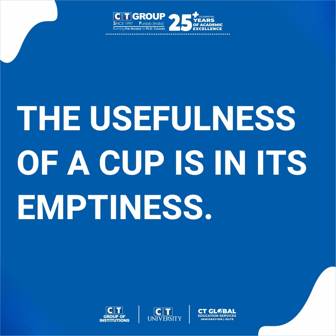 The cup's true purpose? 

Emptiness. 

A vessel for limitless potential. 🌿✨

#ctgroup #morningpost #ctu #ctps #ctw #ctians #teamct  #ctiemt #Naac #GradeA #shahpur #southcampus