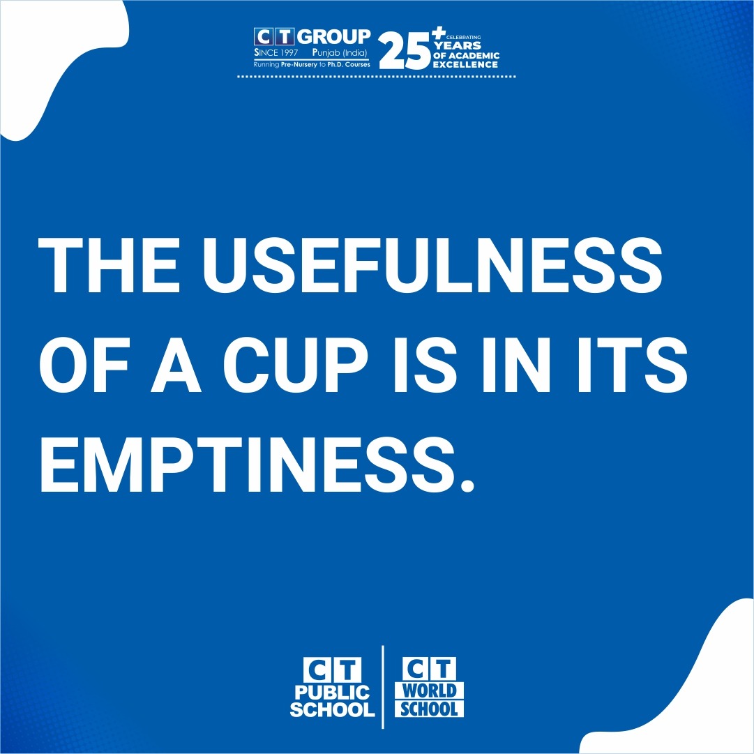 The cup's true purpose? 

Emptiness. 

A vessel for limitless potential. 🌿✨

#ctgroup #morningpost #ctu #ctps #ctw #ctians #teamct  #ctiemt #Naac #GradeA #shahpur #southcampus