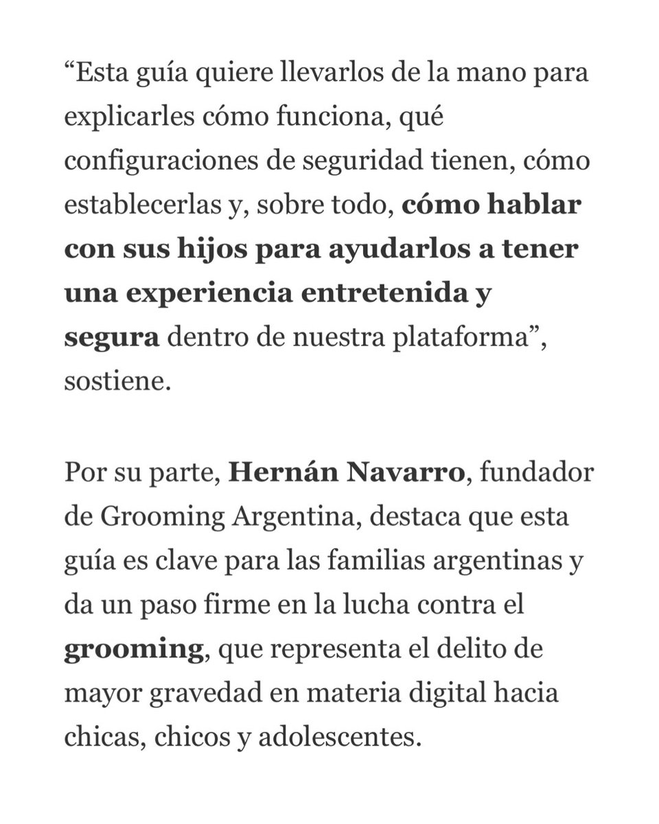 GroomingArg's tweet photo. 🖥️📄 @LANACION | GA junto a @tiktok lanzaron una guía para promover la seguridad de los usuarios más jóvenes de la plataforma.

🗣️ Dr. @HernanGNavarro: “Esta guía es una herramienta clave para las familias de Argentina”.

🔗 Leé la nota completa: https://t.co/myXeU2SDoJ. https://t.co/aCwOjfKjxB