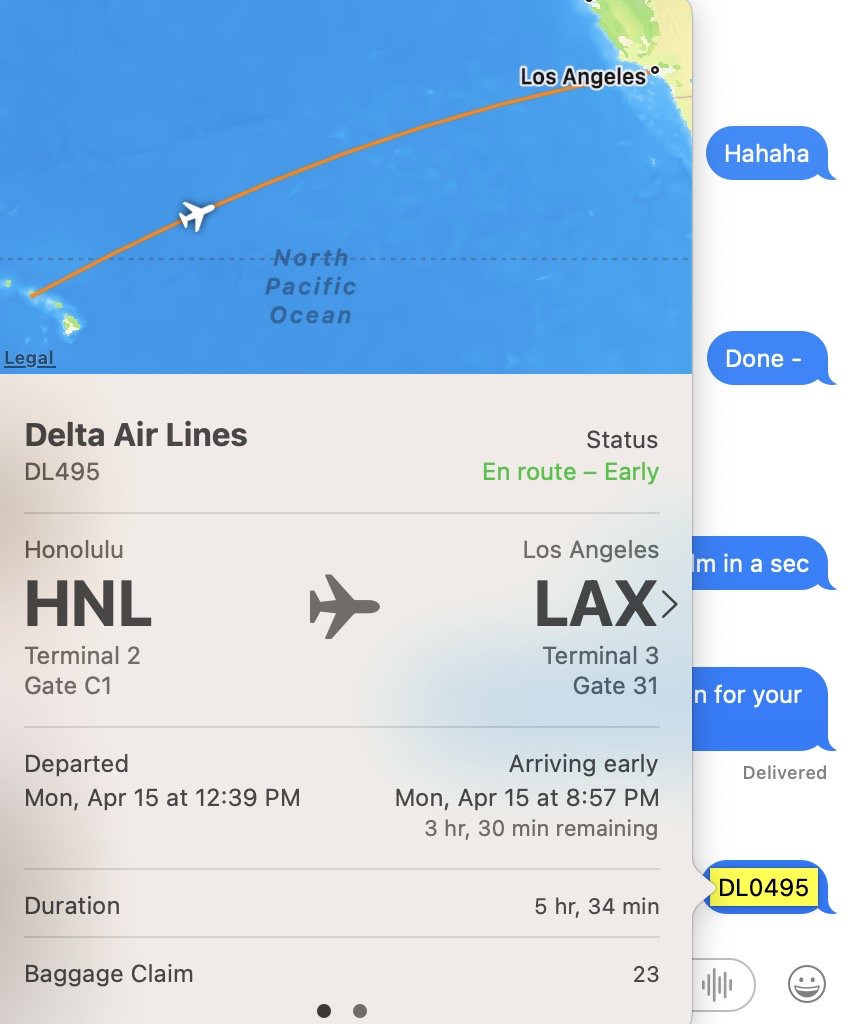 One of the greatest iOS Messaging tips is simply type the flight number and it become a link to track the flight in real time...