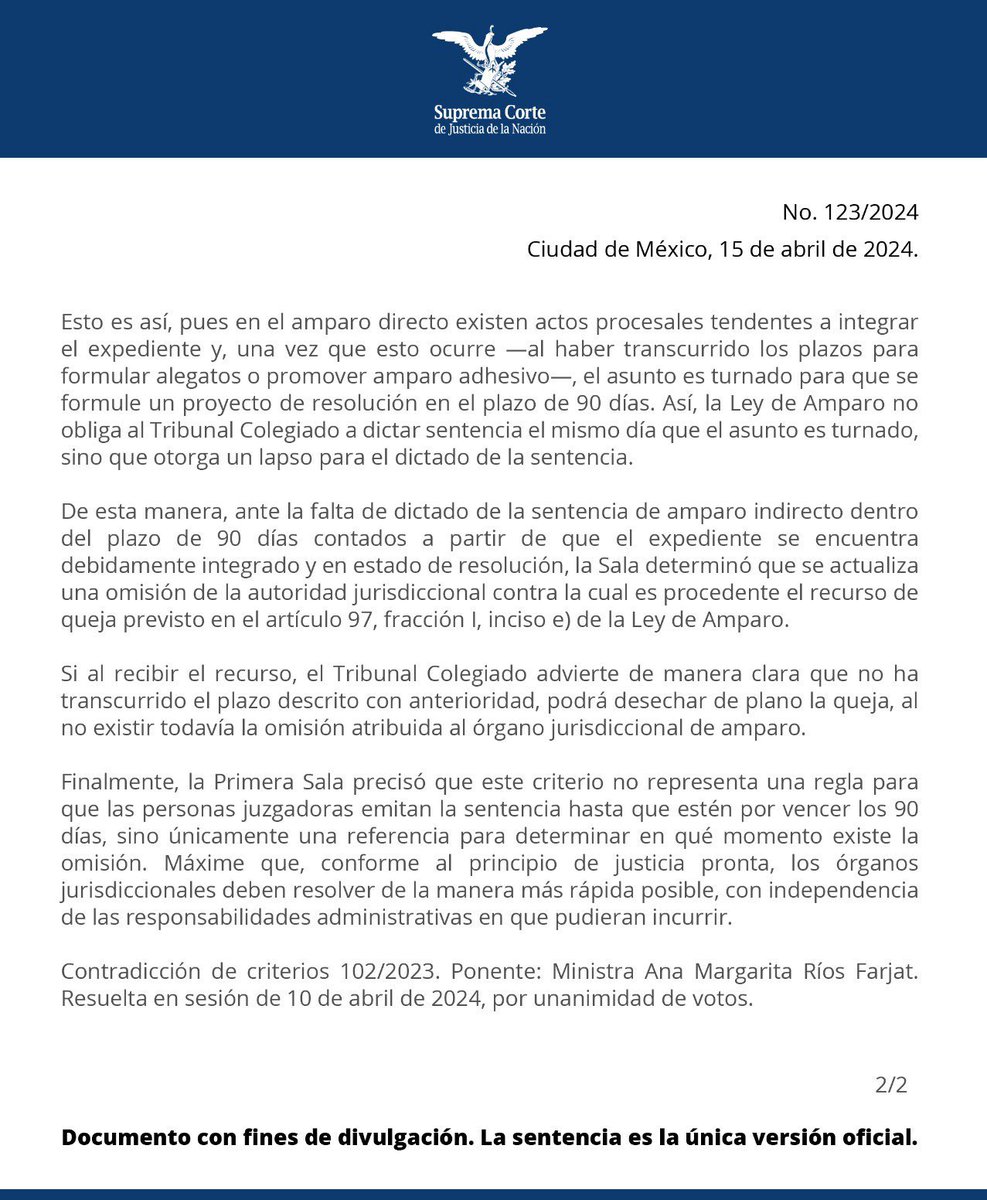 PROCEDE EL RECURSO DE QUEJA CUANDO LA SENTENCIA DE AMPARO INDIRECTO NO SE DICTE EN UN PLAZO DE 90 DÍAS
DESPUÉS DE QUE EL EXPEDIENTE SE ENCUENTRA INTEGRADO Y EN ESTADO DE RESOLUCIÓN