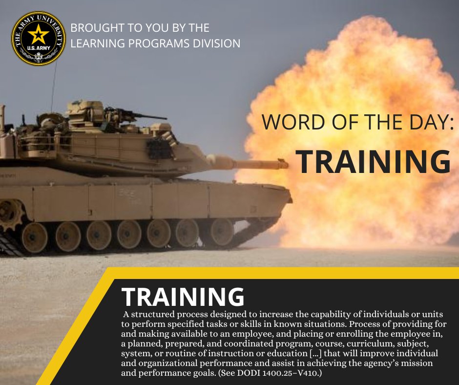 The VPLS Word of the Day highlights words pertaining to Army education on a monthly basis. #TeamArmyU #ArmyUFamily @USArmy @TRADOC @usacac @NCOLCOELRC