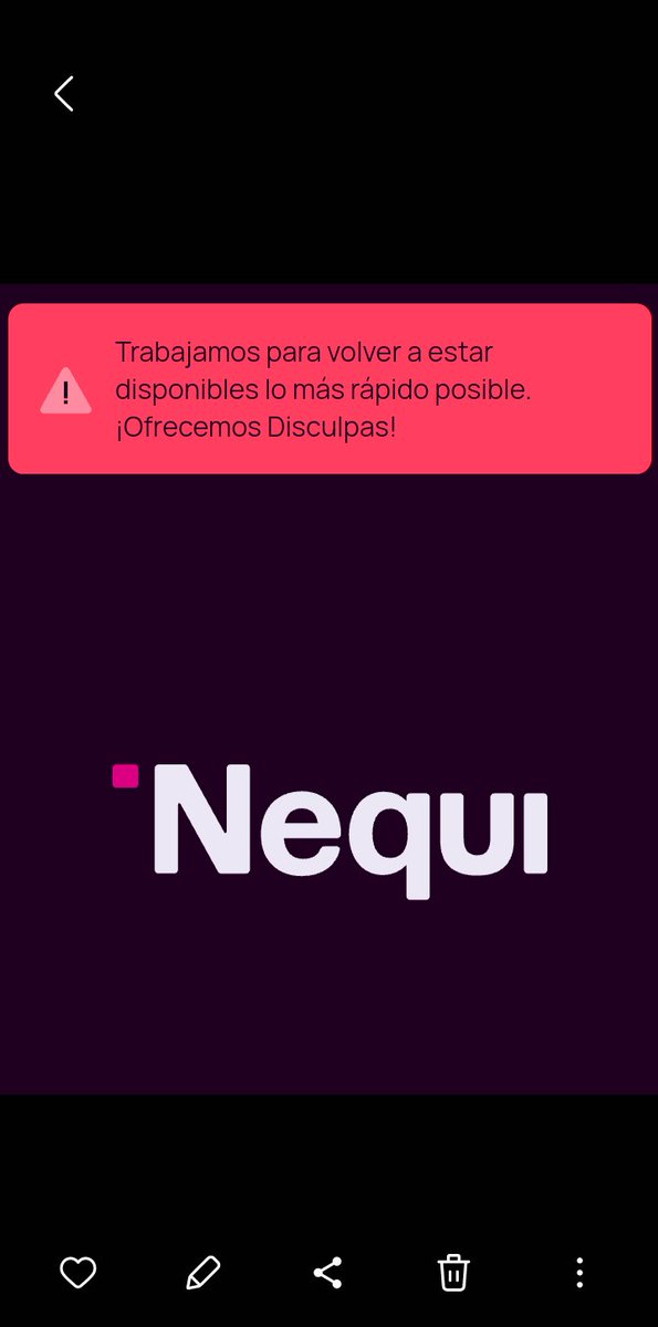 RUTHISAZA's tweet photo. @SFCsupervisor En realidad no tengo idea de si es por este medio! Pero Nequi es una app que en muchas ocasiones perjudica al consumidor! En días de pago es lo peor, con ese mensaje, no se puede  pagar https://t.co/1OaDyyNnzY