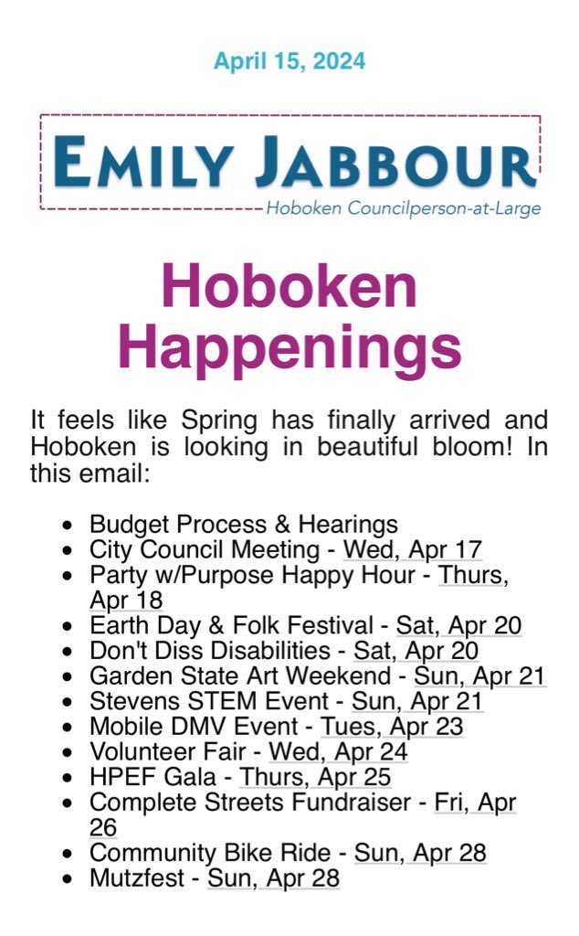 Here’s what’s happening in #Hoboken this week! 📰 #HobokenHappenings Read more: conta.cc/3xFiX4D