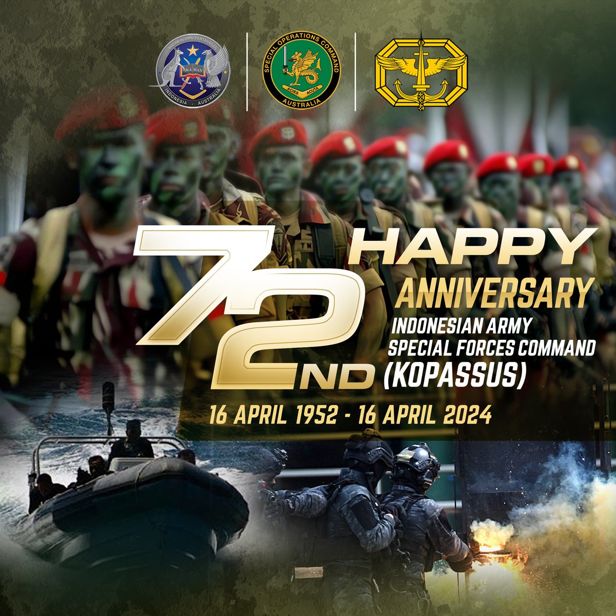 Dirgahayu Komando Pasukan Khusus (Kopassus) @penkopassus 16 April 1952 – 16 April 2024