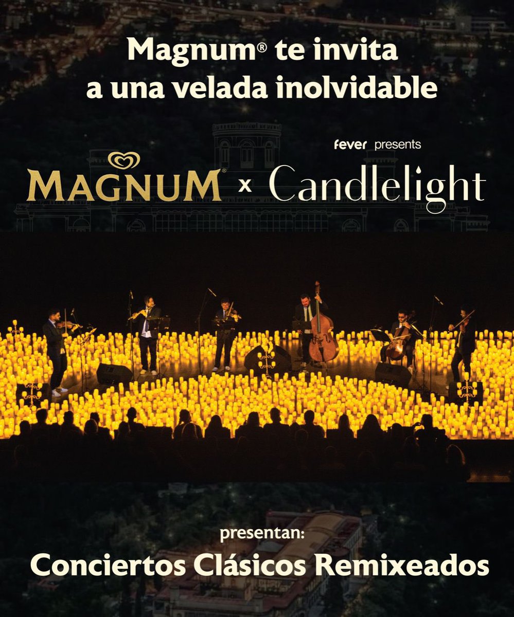 TimeOutMexico's tweet photo. ¡Asiste a la experiencia musical Candlelight en el Castillo de Chapultepec con Magnum Cookie Remix y la #TriviaTOM! 🥸

Para participar: 
-Asegúrate de seguirnos
-Da ❤️ y 🔃 
-Responde: 
¿Cuáles son los ingredientes principales de la nueva paleta Magnum Cookie Remix? https://t.co/Jud3iqgzgc