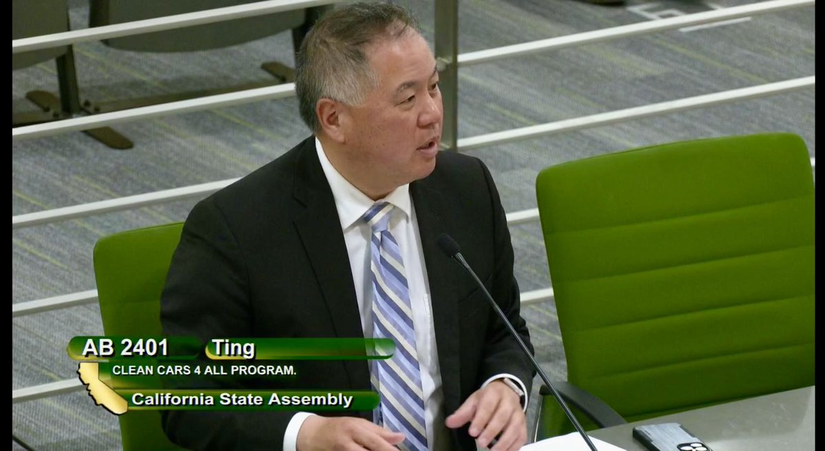 My bill, #AB2401, got unanimous/bi-partisan support from the Asm Transportation Cmte! It expands CA’s #CleanCar rebate by targeting lower-income, high-mileage drivers in older vehicles. This helps us reach climate goals faster & achieve more equity in our incentive program.