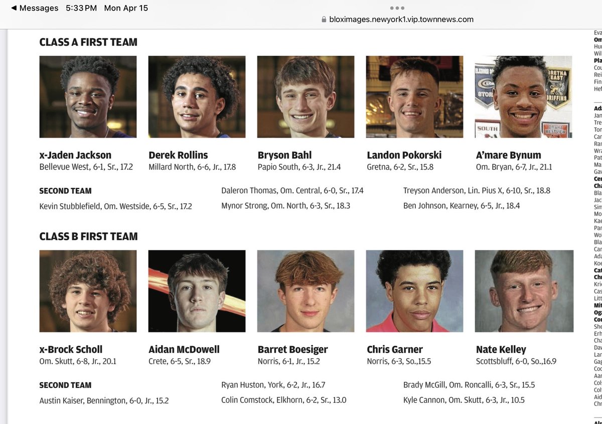 jaselzer25's tweet photo. Omaha World Herald 2024 All State Basketball Classes A and B https://t.co/D2vxLxWdoa