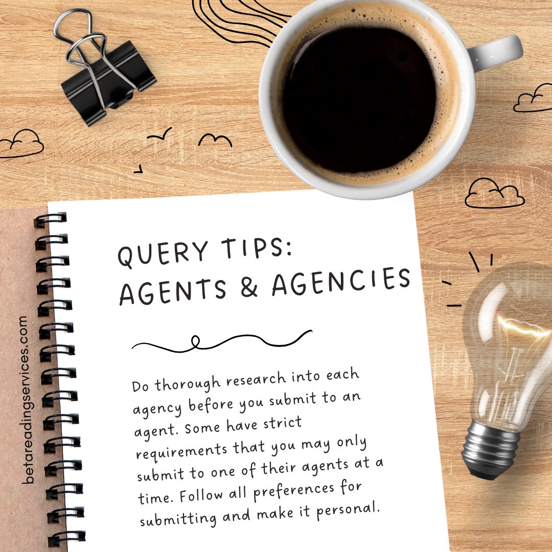 Being methodical and planning ahead can aid in your query journey. Take your time to research individual agents as well as the agencies they work with. 

#betareading #betaread #betareader #betareaders #writingcommunity #authorcommunity #querying #querytips #querytrenches