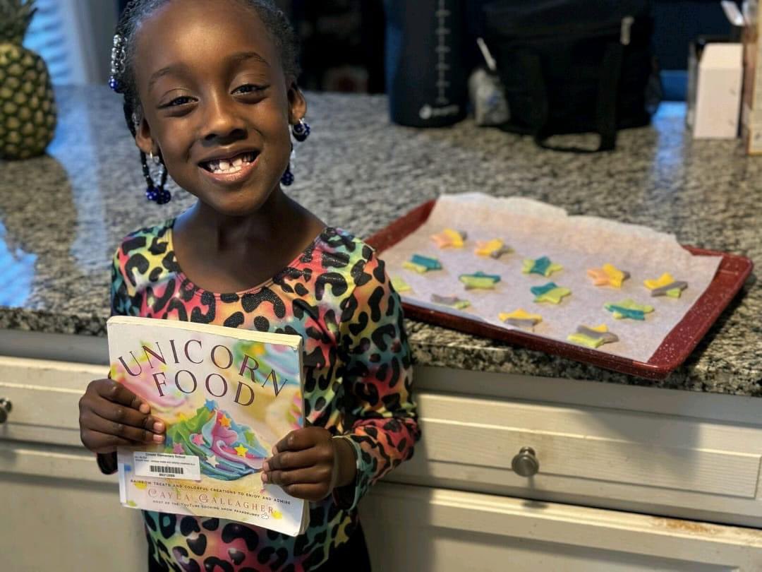 There is something in the Cooper Library for everyone!  This 1st grade friend has been loving these cookbooks and as a result, her and her family had the opportunity to make Unicorn Ombré cookies this past weekend. Her mother says, 'Thank you for the gift!”#WeAreHCS