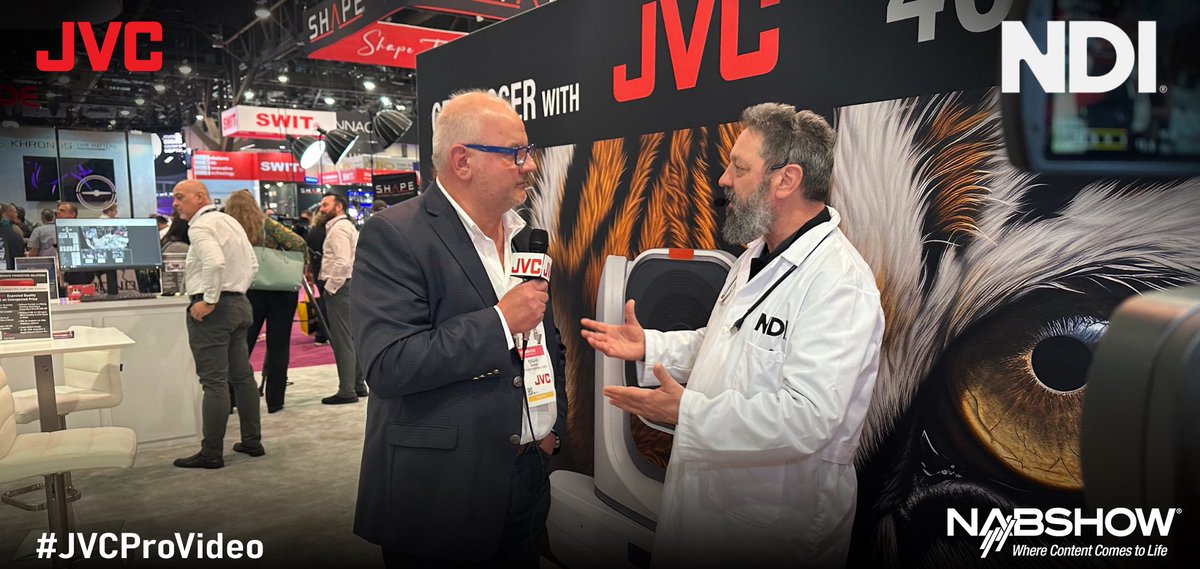 Today at @NABShow, Edgar from JVC and Roberto Musso from @NDIconnects discussed the power of NDI and its uses in a variety of JVC products! #JVCProVideo #NAB #NDI #NABShow #AVTweeps
