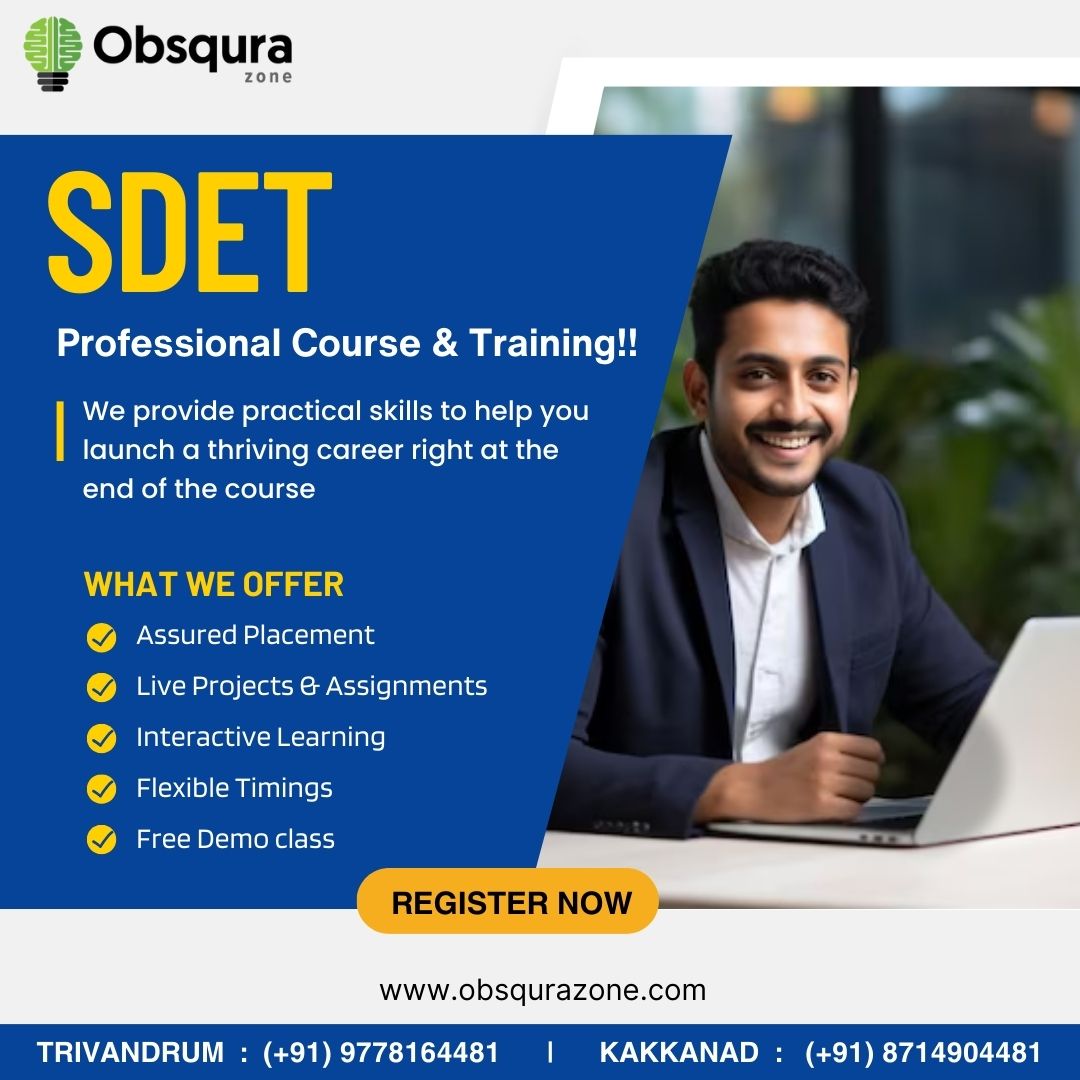 SDET Professional Course & Training!! Join our Automation QA training program today to open your doors to fulfilling career. Know us more: 🌐Website: obsqurazone.com 📍Trivandrum Call/WhatsApp : (+91) 9778164481 📍Kakkanad Call/WhatsApp : (+91) 8714904481