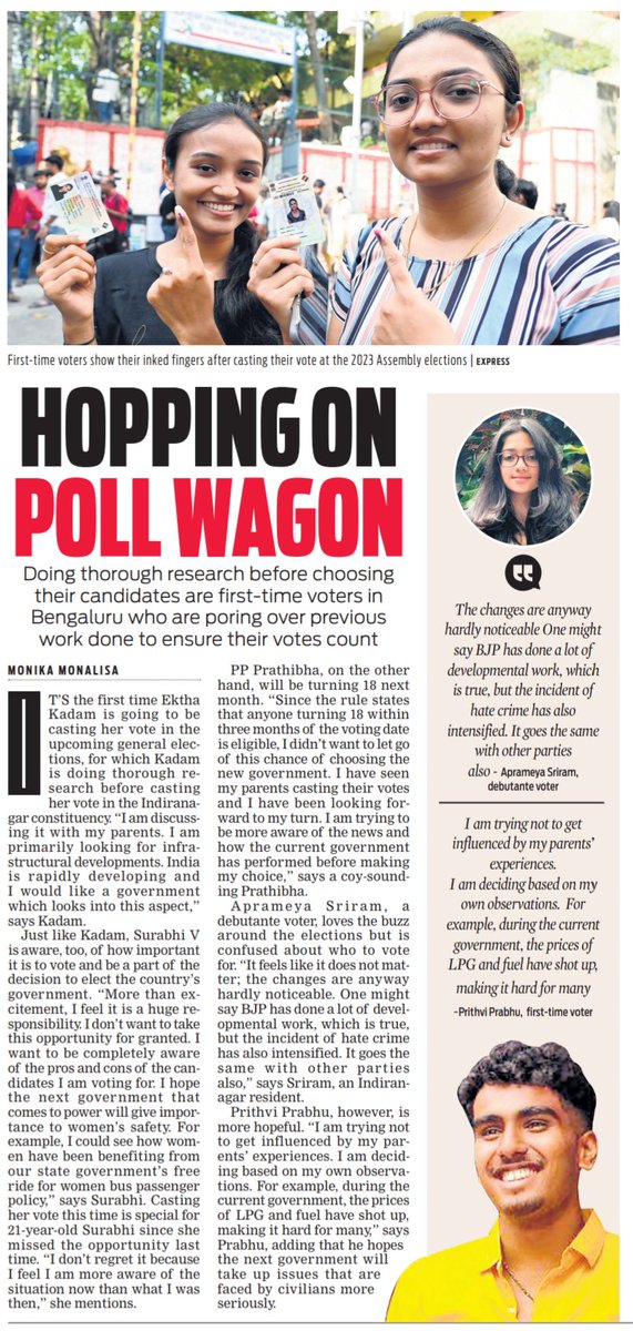 Doing thorough research before choosing their candidates are first-time voters in #Bengaluru who are poring over previous work done to ensure their #votes count ✍🏼: @monikkamon