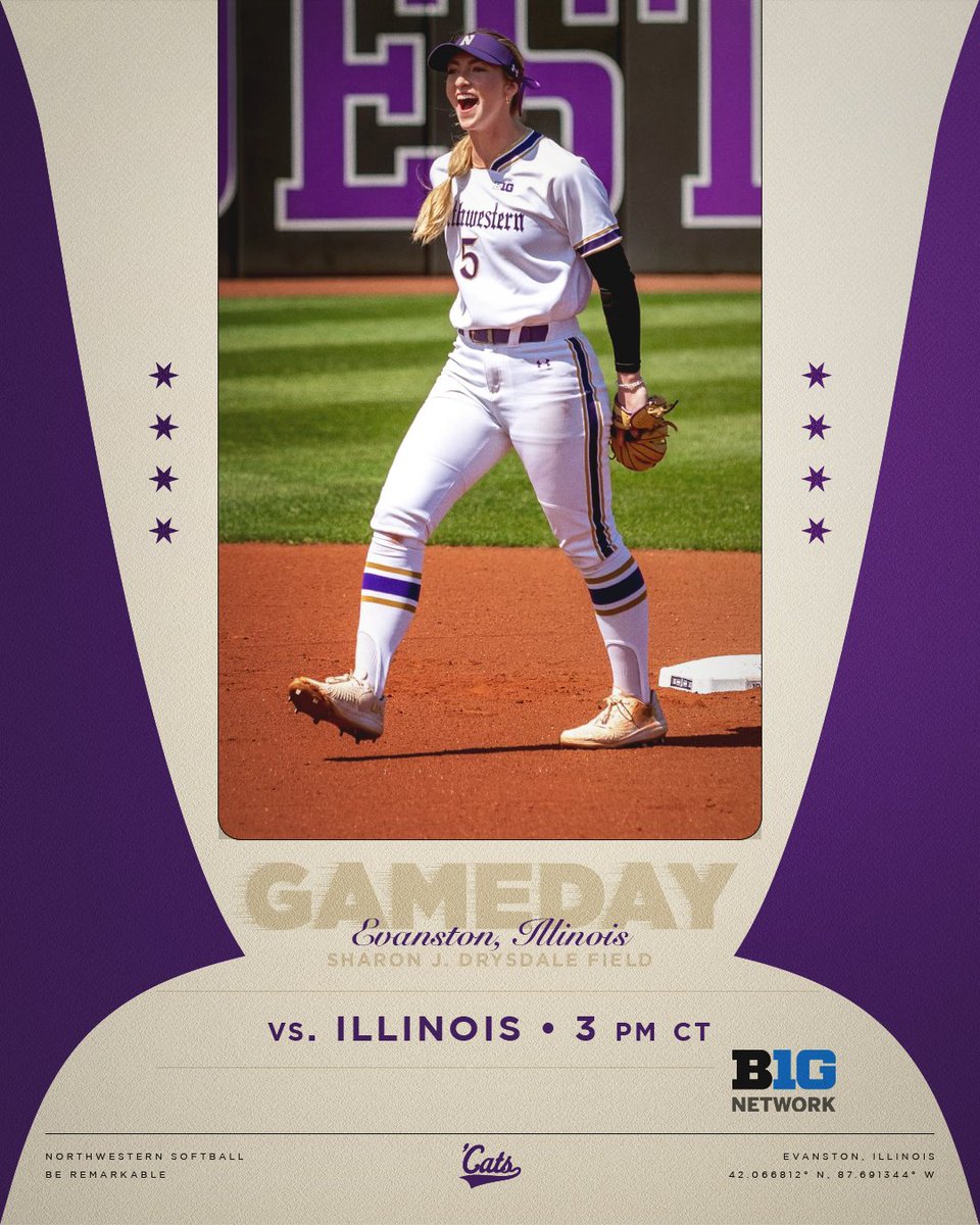 Midweek Action at Our Place 🏡

🆚 Illinois
⏰ 3 pm CT
📍 Sharon J. Drysdale Field
📊 tinyurl.com/2p8k6edf
📺 @BigTenNetwork

#GoCats | #BeRemarkable