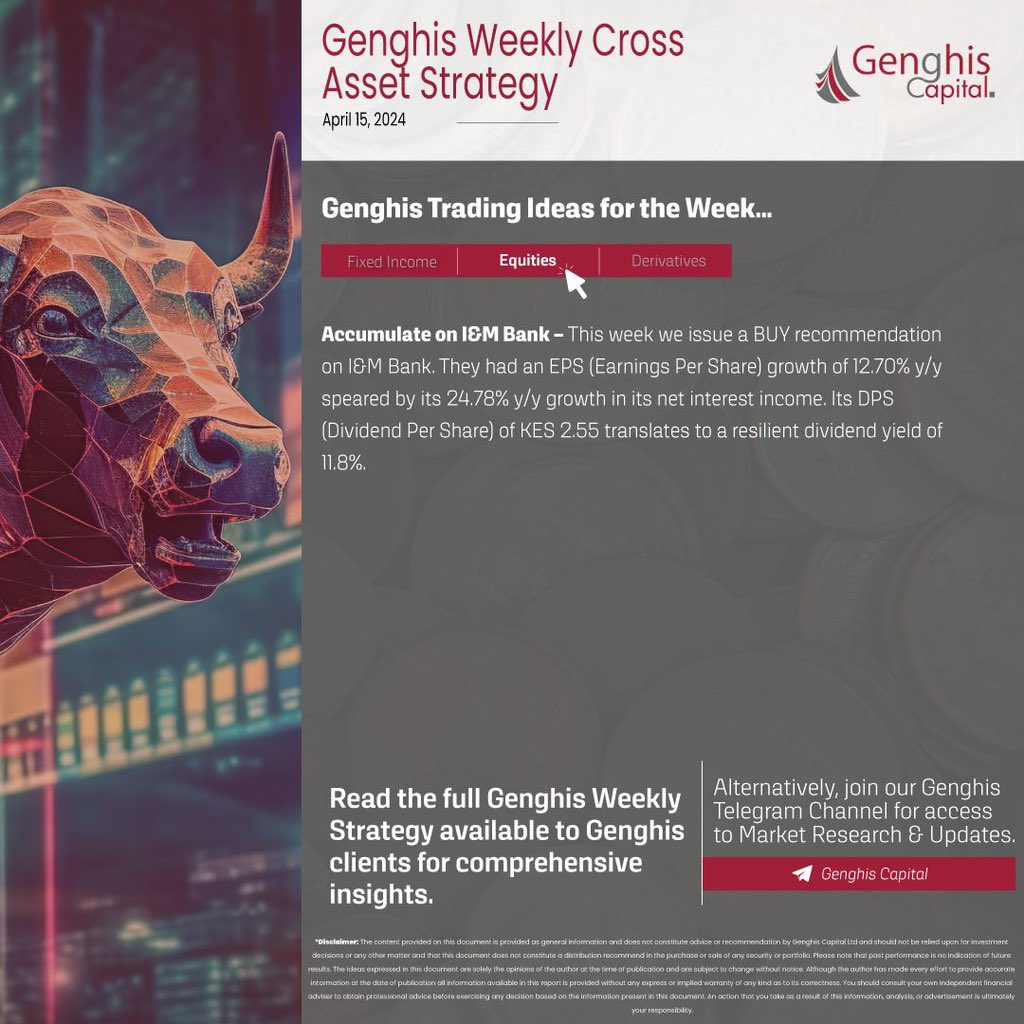 In the Genghis Cross Asset Strategy report, we recommend a BUY on I&M Bank due to its strong financial performance and growth prospects. Despite declines in Sub-Saharan markets, particularly in equities with reduced turnover and foreign activity, BRVM showed resilience. The…