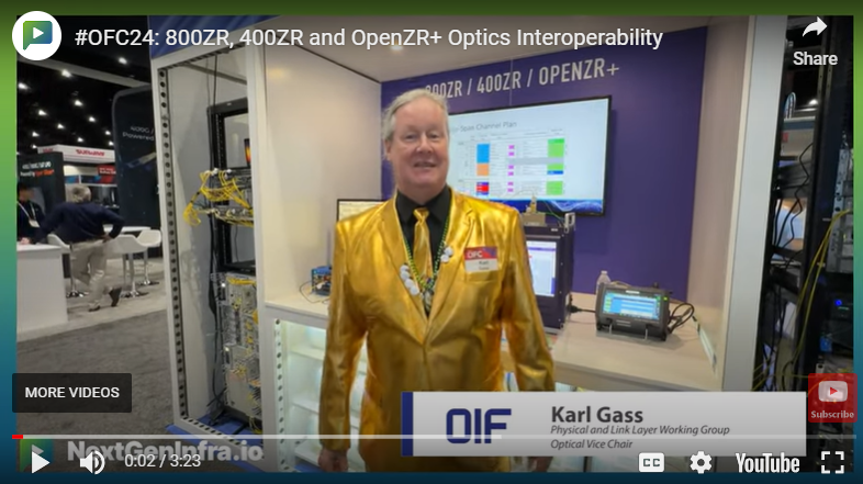 OiForum's tweet image. 🌟 Karl Gass gives us a glimpse into the future of optical networking and highlights the latest advancements in #800ZR, #400ZR and #OpenZR+ optics #interoperability at #OFC24

Watch the @ConvergeDigest video here: convergedigest.com/800zr-400zr-an…

#OpticalNetworking #Innovation