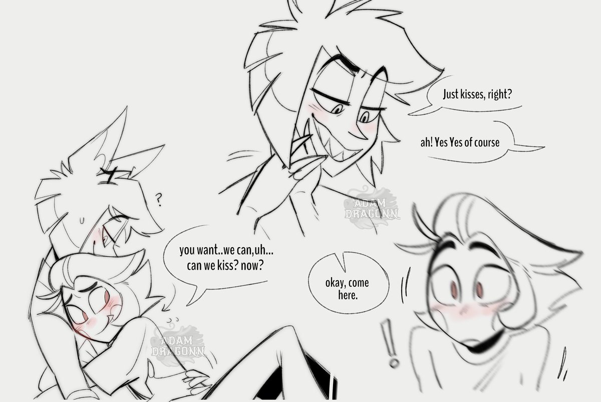 AdamDragonn's tweet photo. AYOOO A MINI COMIC!!!🗣️ #radioapple  📻🍎
just some idiots kissing heree 
Part 1/2, I hope you like it, and ty!!💗 #alastorhazbinhotel https://t.co/FM1Jde47sc
