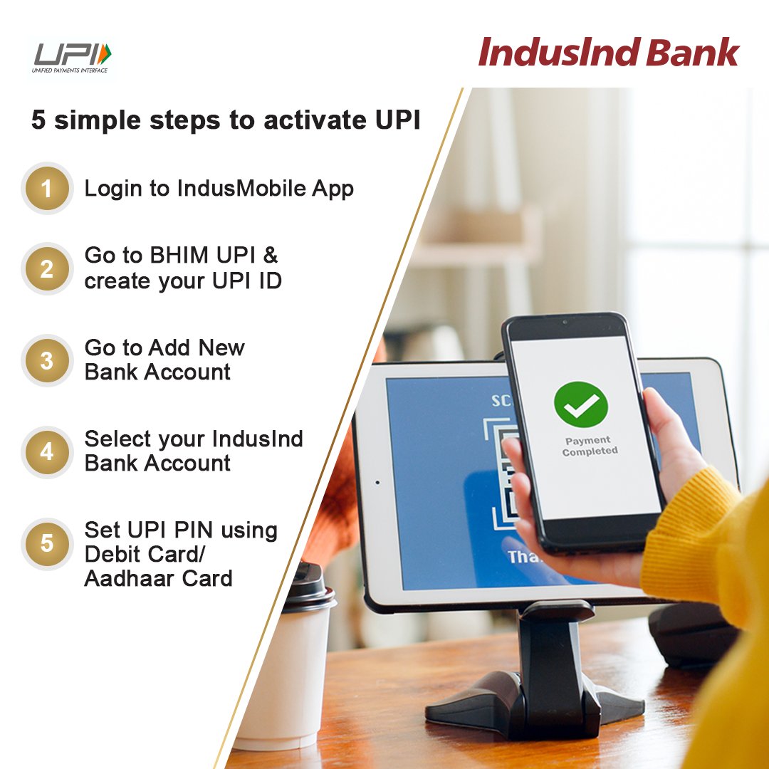 Just activate UPI on your IndusMobile app to enjoy seamless transactions anytime, anywhere. 

Know More: bit.ly/4apprTc

#IndusIndBank #GrandeSavingsAccount #UPIPayments #BHIMUPIApp #IndusMobileApp #Transactions #Convenience #FundTransfer