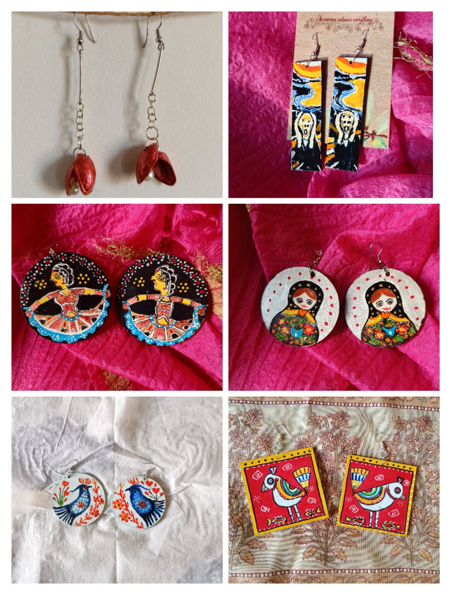 Love Earrings? Here are some handcrafted ones for you. They make perfect gifts too. Both sides of earrings have different images. DM to purchase. Share to support. #handmadejewelry #handmadegifts #giftforher #earrings #jewellery #ArtbyTee #wearableart #supportlocal #artistsupport
