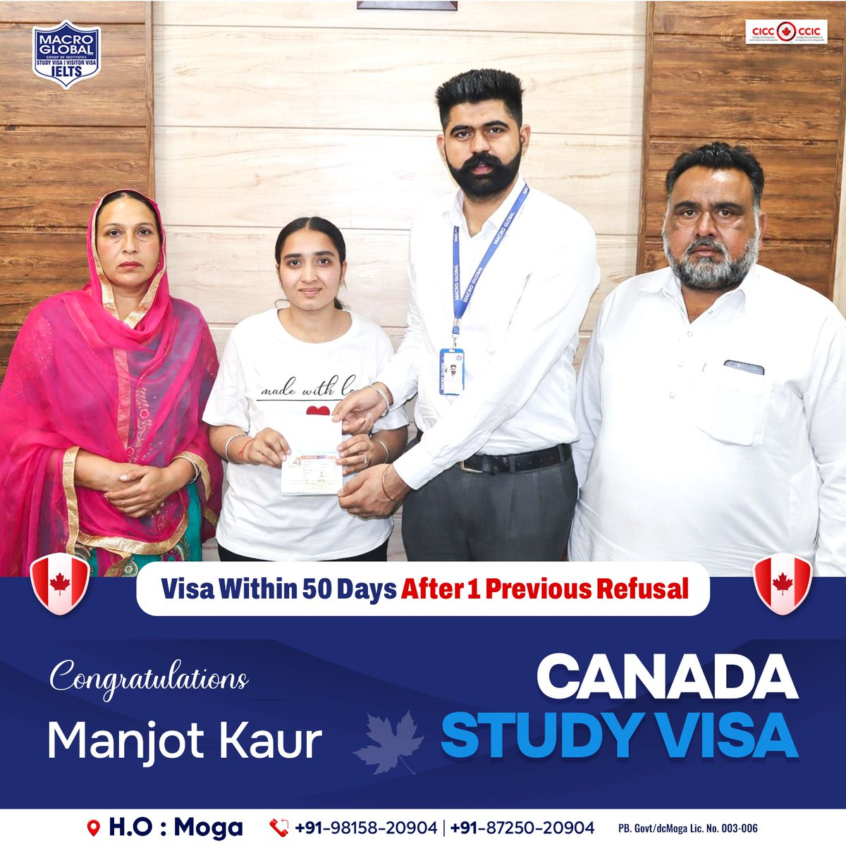 📚 Manjot Kaur's perseverance pays off as she secures her Canada Study Visa within 50 days after facing 1 Previous Refusal, guided by Macro Global! 🎉🍁

#MacroGlobal #GurmilapSinghDalla #Canada #Canadastudyvisa #canadaopenworkpermit #spousevisa #Visitorvisa #Visa #IELTS