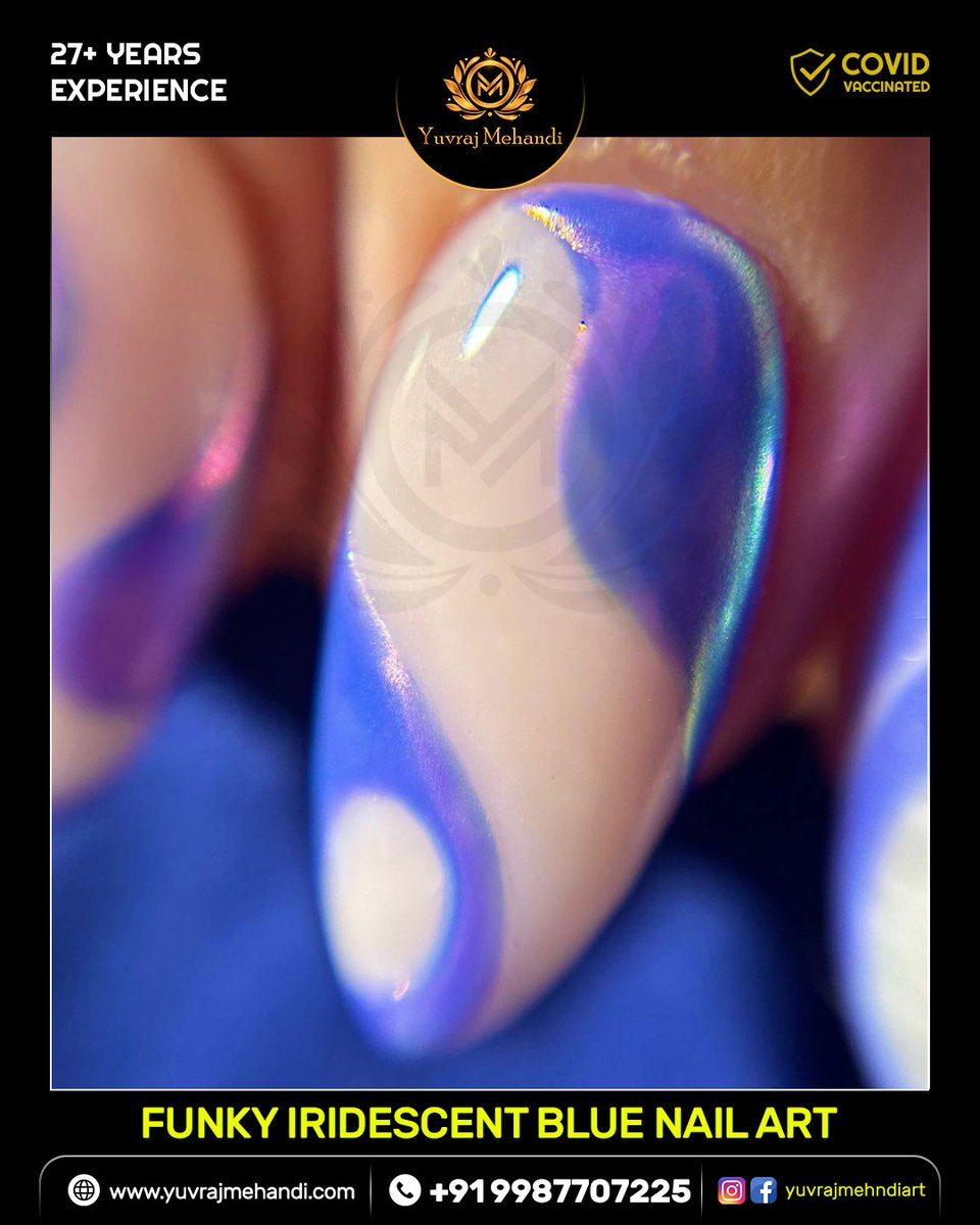 Funky iridescent blue nail art 📷📷📷
📷 yuvrajmehandi.com

#gelpolish #yuvrajmehandi #instanails #nailsalon #nailstyle #gel #nailpolish #nails2inspire #frenchnails #nailporn #bluenails #nailswag #naillove #yuvrajmehndiart