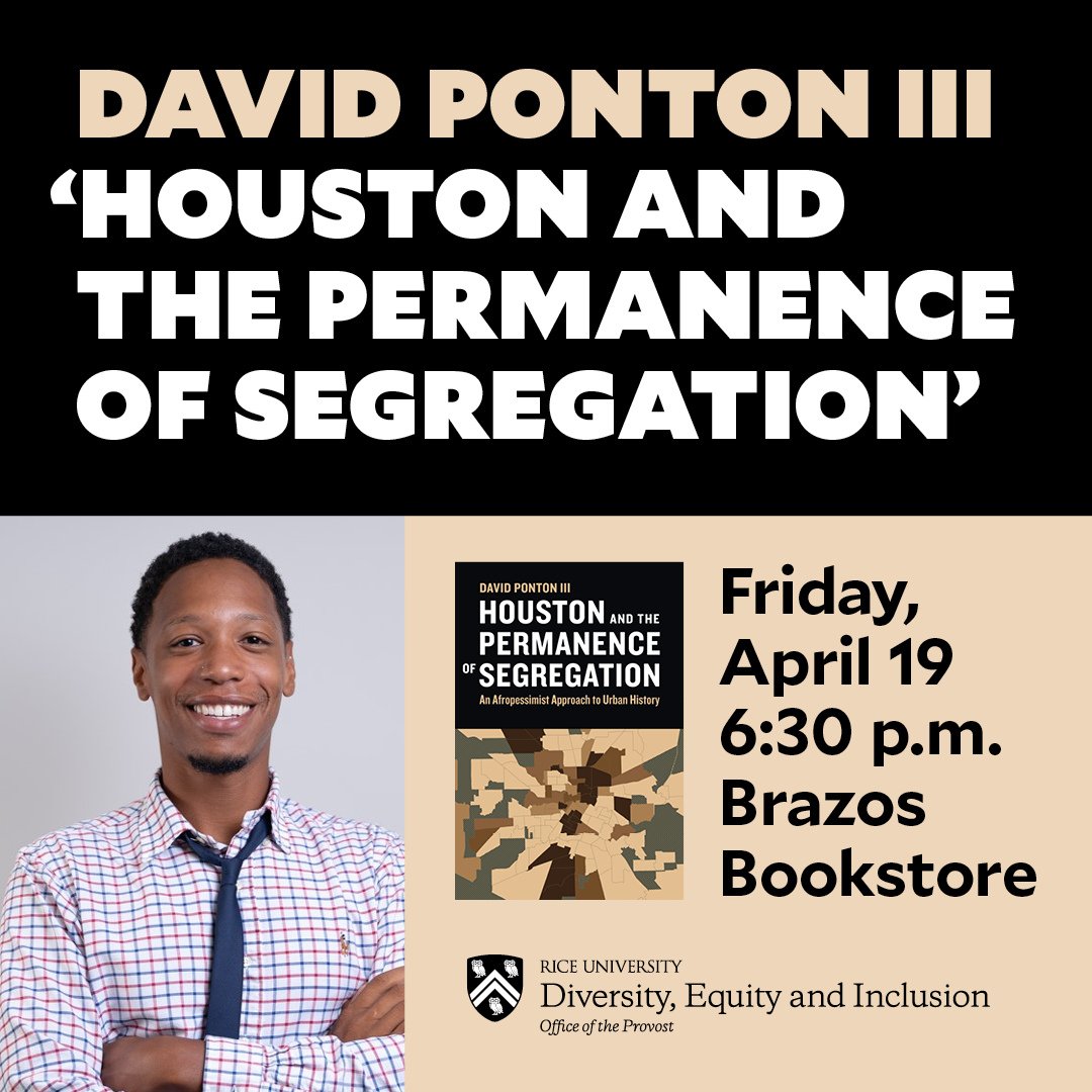 In a new book, @thurgoodhamer demonstrates why segregation is a permanent feature in Houston, one of the most diverse U.S. cities. Come see him speak and get a signed copy at an event hosted by @RiceUniversity's DEI office @brazosbookstore this Friday: bit.ly/3UfIWs7