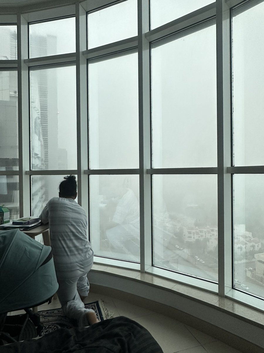 heeelize's tweet photo. Seeing a local react to rain in Abu Dhabi is like watching a child at Disneyland. My husband has taken more videos and photos of the rain in the past hour than he has ever taken of our newborn in the past month. https://t.co/Hhl1x6AqeW