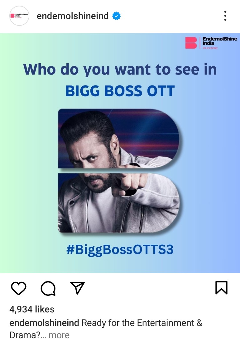 BREAKING 

@EndemolShineIND CONFIRMED new season of #BiggBossOTT3

#BiggBossOTT2 #BiggBoss