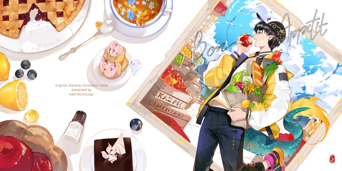 Greetings newcomers! allow me to introduce you to my latest  an original artbook featuring food in the Monsterworld ᵃⁿᵈ ʸᵉˢ, ᵐʸ ᶜᵘᵗᵉ ᴼᶜ *ʷⁱⁿᵏ*Eng sub &amp; Overseas shipping are available Check out the link in my Bio ! 