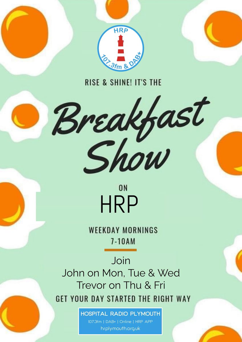 Breakfast show today at 7am includes uplifting music news and travel updates and quizzes so join in by calling 01752 784300 with the answers or to ask for a request @AnnJamesNHS @dykesy1 @hospitalradio @NHSP_Plymouth @Skyline_Coach @UHP_IMT @StLukesPlymouth @UHP_Parkinsons